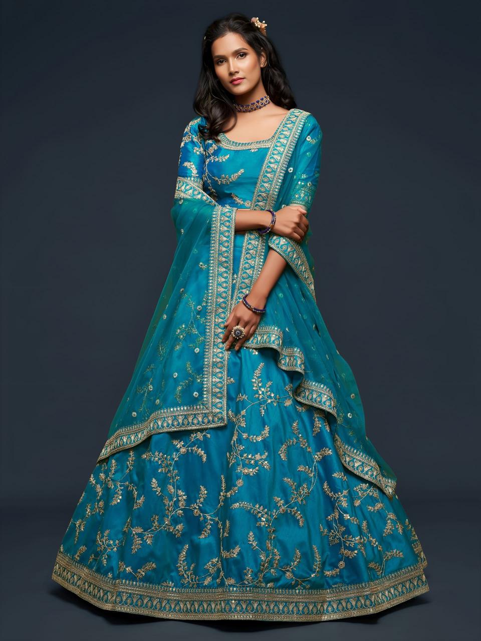 The modern vibes vol 1 Art Silk Blue Kolkata wholesale lehenga choli suppliers